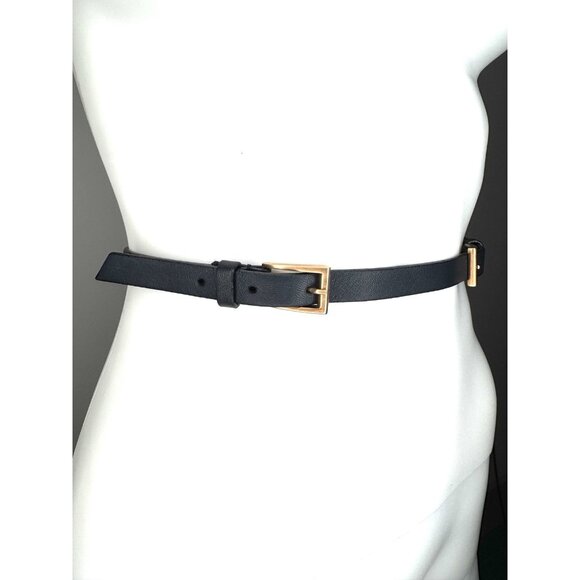 Prada Skinny Belt Size S M Black Leather Rose Gold Hardware - Picture 2 of 10